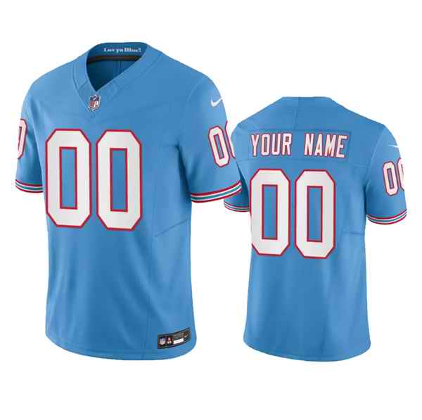 Men's Tennessee Titans Custom Light Blue 2023 F.U.S.E. Vapor Limited Throwback Stitched Football Jersey